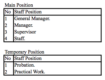 Sample Default Data in Staff Position Sample Default Data in Staff Position